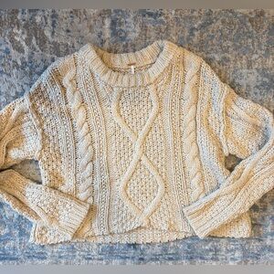 Free People Cutting Edge Cotton Cable Sweater